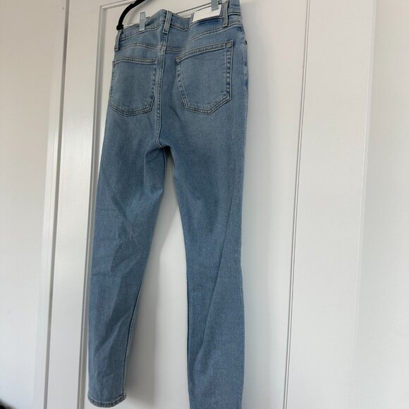 RE/DONE 90's High Rise Ankle Crop Jeans In Sanded Blue Sz 29 Distressed Denim - Picture 8 of 9